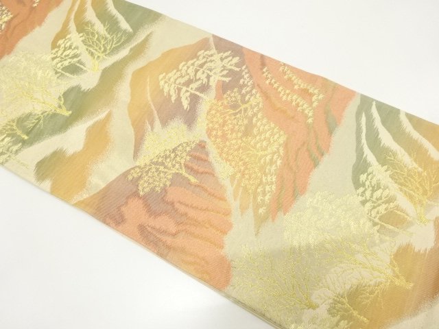 JAPANESE KIMONO / ANTIQUE FUKURO OBI / WOVEN TREE PATTERN A DISTANT MO